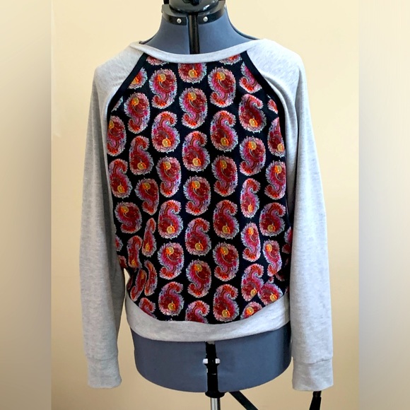 Rachel Roy Sweatshirt with Woven Front, Size L; gently used - Picture 1 of 3